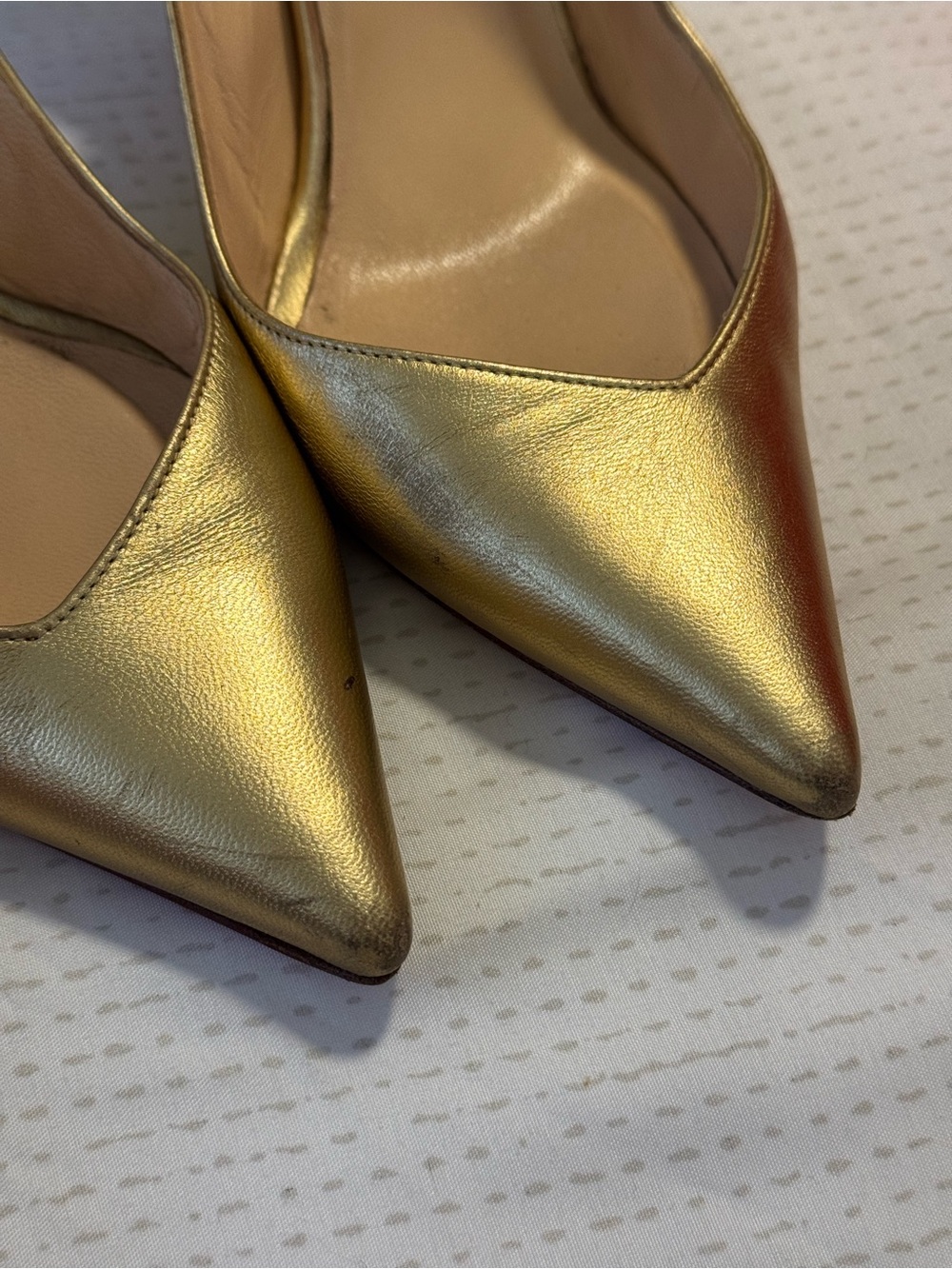 Christian Louboutin Metallic Gold Pointed Slingback Pumps - Picture 12 of 12